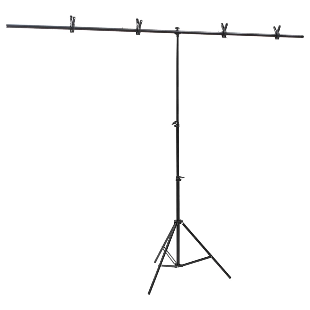 Berkfield T-Shape Background Stand Black 201x60x(70-200) cm