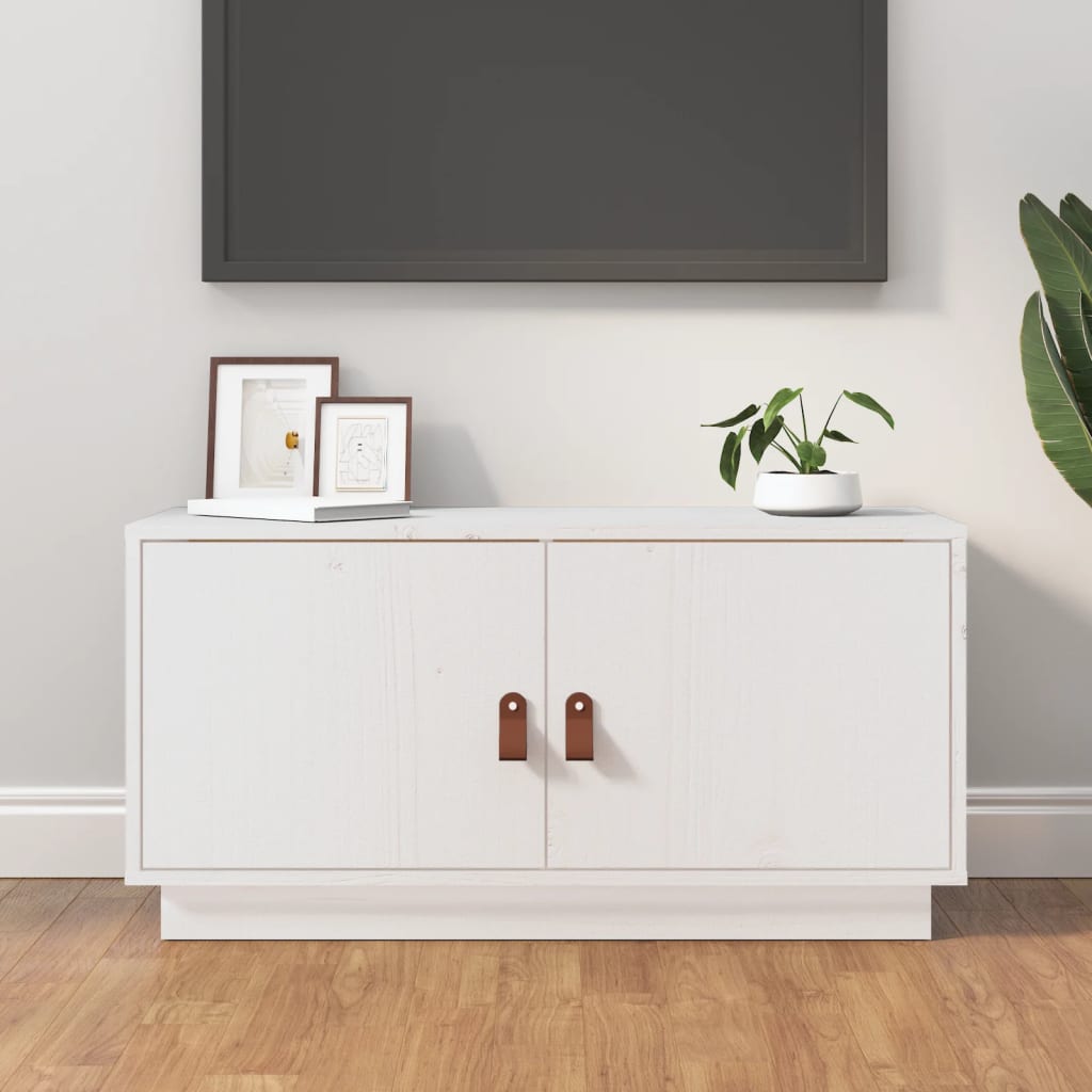 Berkfield TV Cabinet White 80x34x40 cm Solid Wood Pine