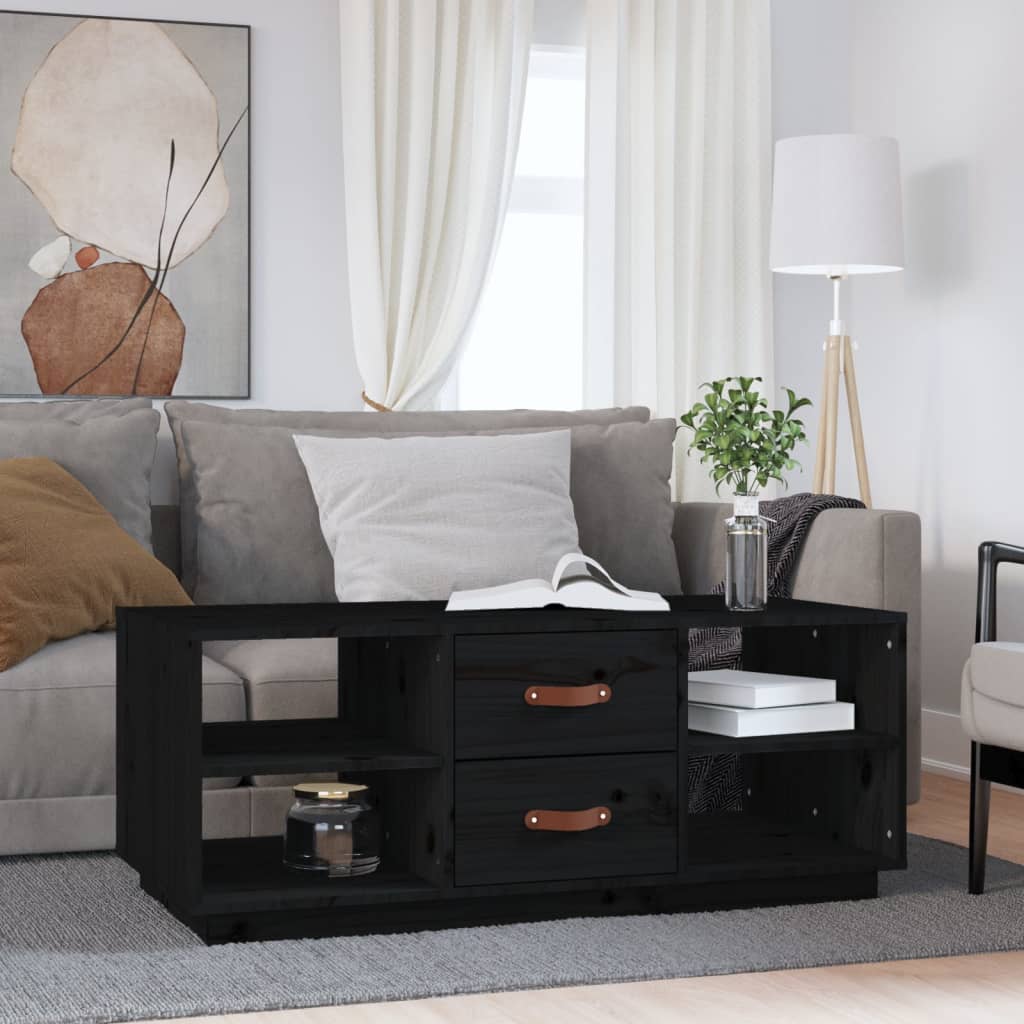 Berkfield Coffee Table Black 100x50x41 cm Solid Wood Pine