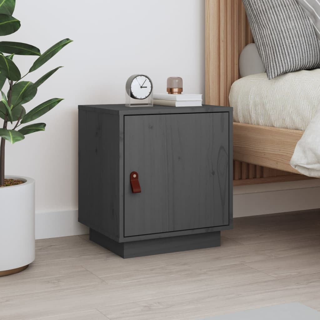 Berkfield Bedside Cabinet Grey 40x34x45 cm Solid Wood Pine