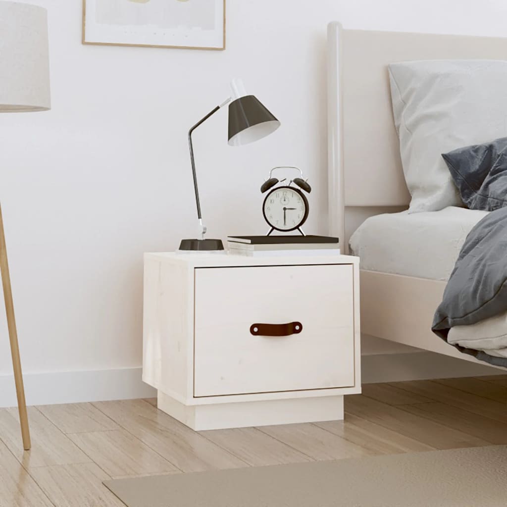 Berkfield Bedside Cabinet White 40x34x35 cm Solid Wood Pine