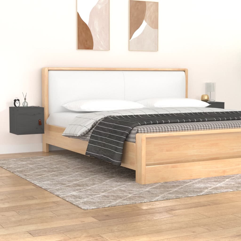 Berkfield Wall Cabinets 2 pcs Grey 31.5x30x30 cm Solid Wood Pine