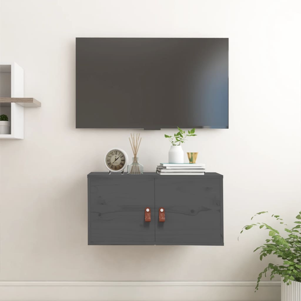 Berkfield Wall Cabinet Grey 60x30x30 cm Solid Wood Pine