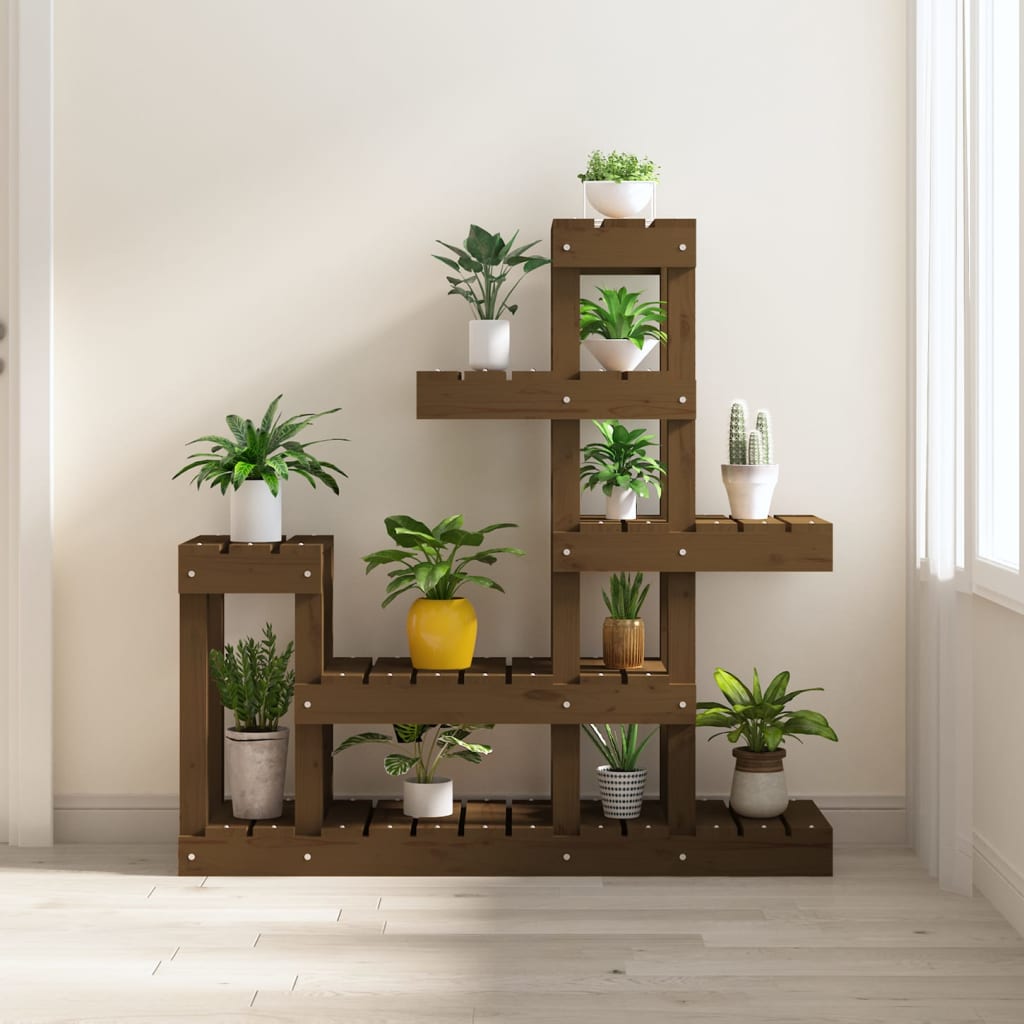Berkfield Plant Stand Honey Brown 92x25x97 cm Solid Wood Pine