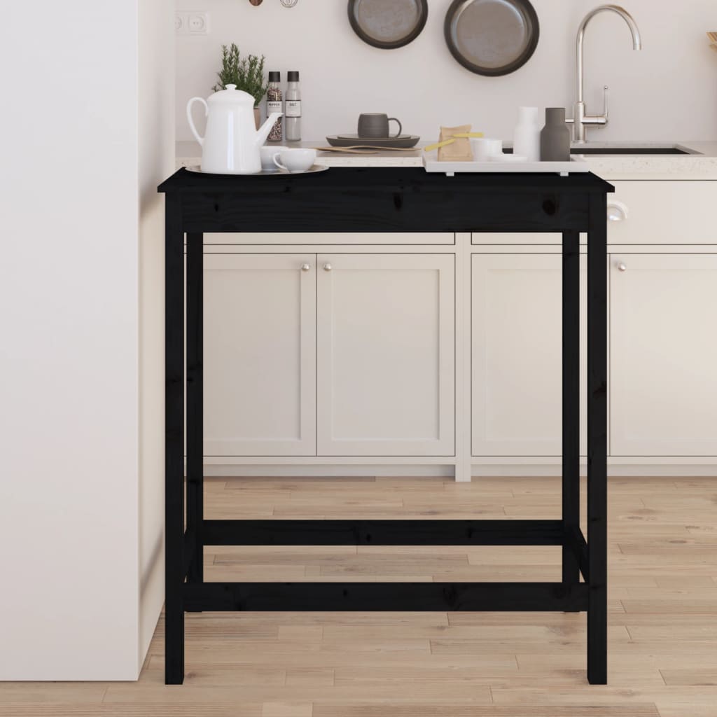 Berkfield Bar Table Black 100x50x110 cm Solid Wood Pine