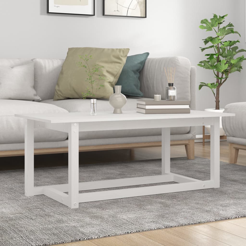 Berkfield Coffee Table White 110x55x45 cm Solid Wood Pine