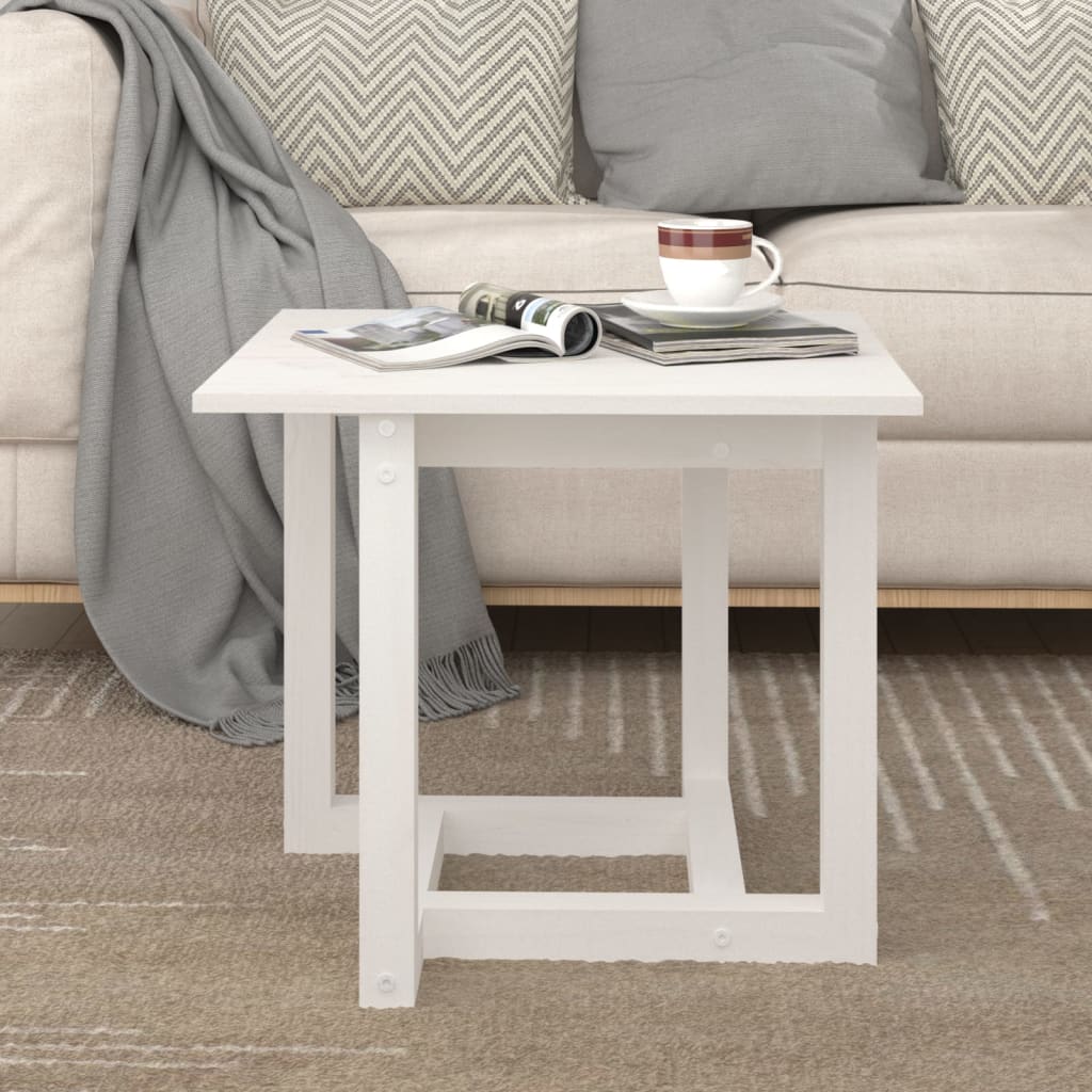 Berkfield Coffee Table White 50x50x45 cm Solid Wood Pine