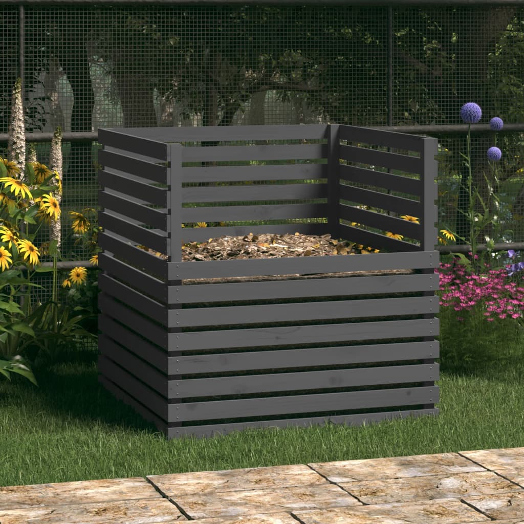 Berkfield Composter Grey 100x100x102 cm Solid Wood Pine