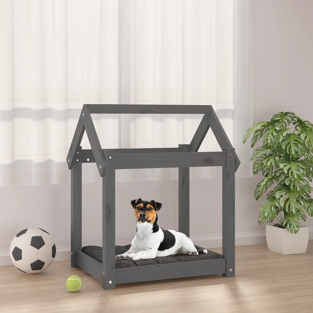 Berkfield Dog Bed Grey 61x50x70 cm Solid Wood Pine