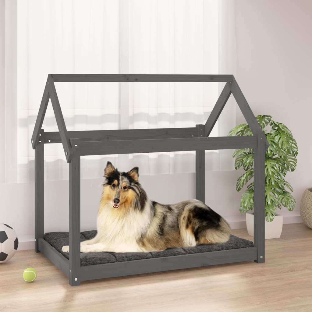 Berkfield Dog Bed Grey 101x70x90 cm Solid Wood Pine