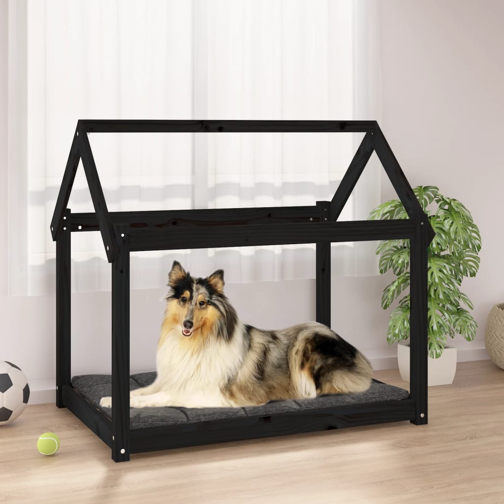 Berkfield Dog Bed Black 101x70x90 cm Solid Wood Pine
