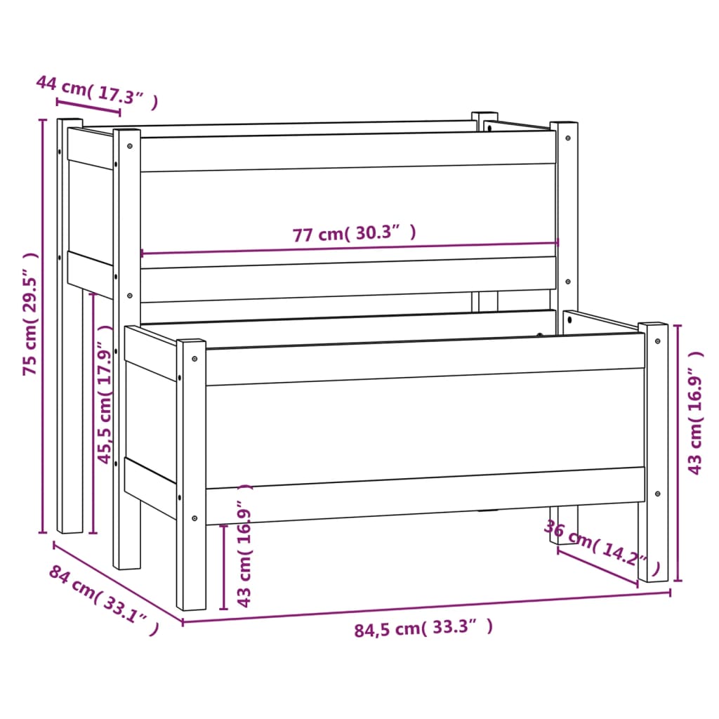 Berkfield Planter Honey Brown 84.5x84x75 cm Solid Wood Pine