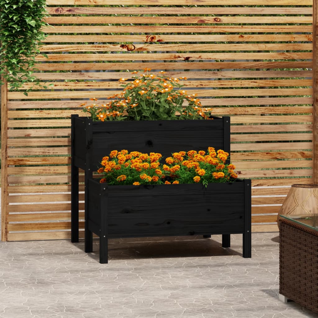 Berkfield Planter Black 84.5x84x75 cm Solid Wood Pine