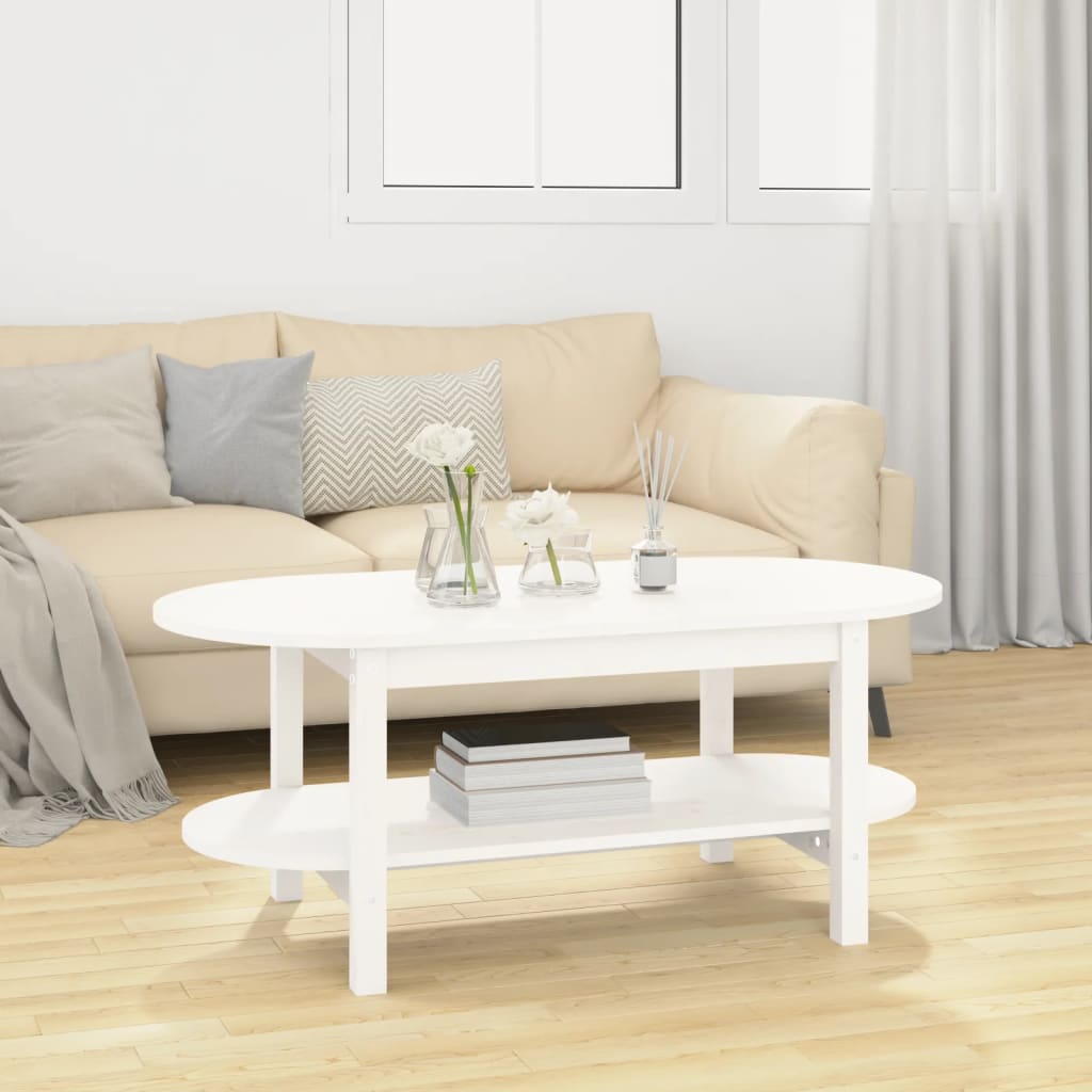 Berkfield Coffee Table White 110x55x45 cm Solid Wood Pine
