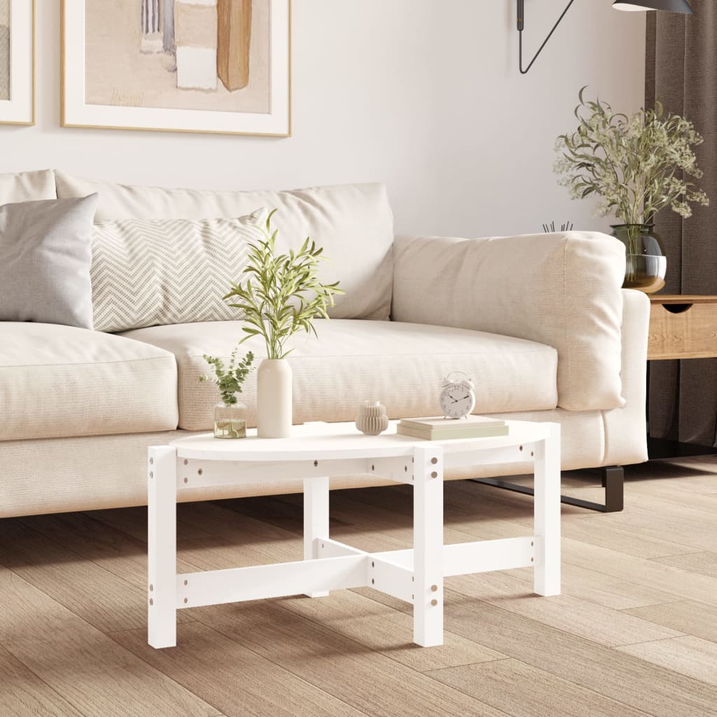 Berkfield Coffee Table White 87x48x35 cm Solid Wood Pine