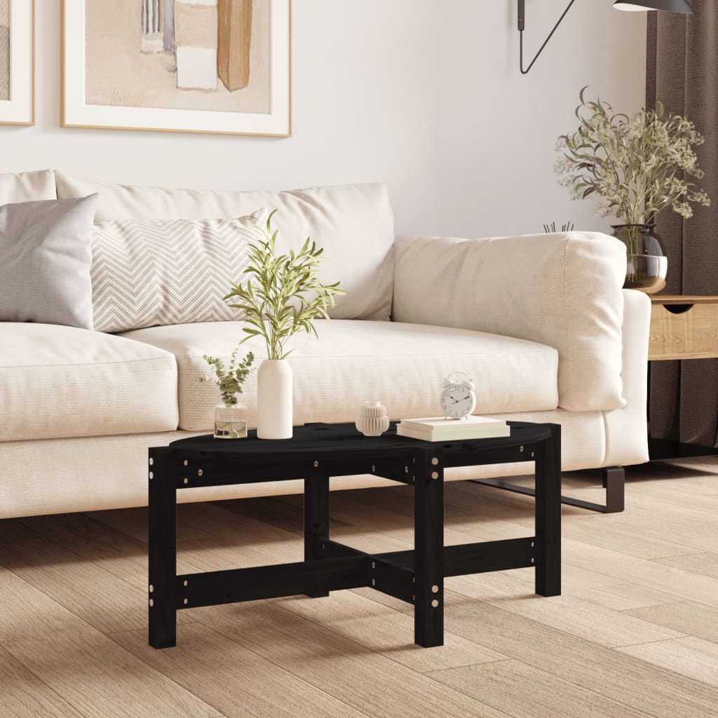 Berkfield Coffee Table Black 87x48x35 cm Solid Wood Pine