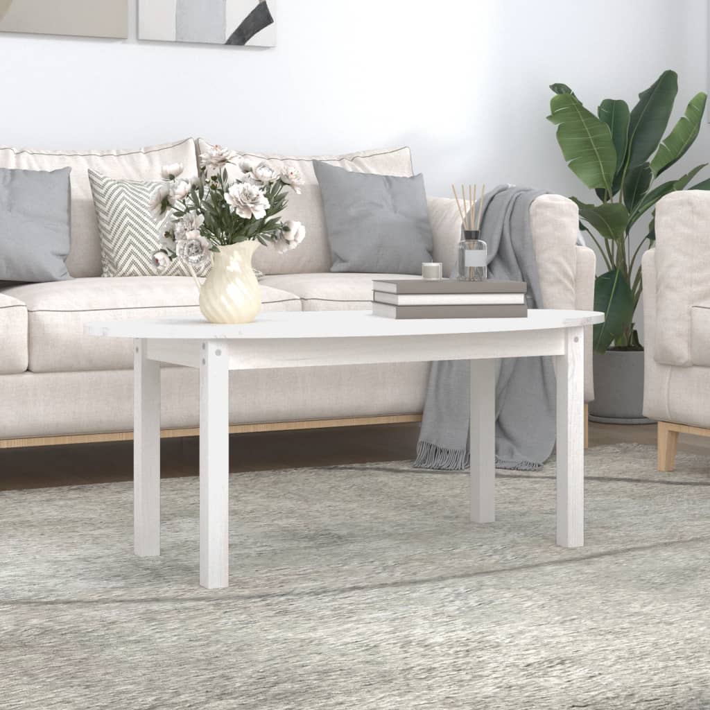 Berkfield Coffee Table White 110x55x45 cm Solid Wood Pine