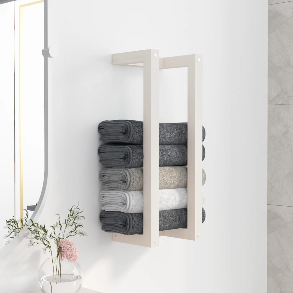 Berkfield Towel Rack White 23x18x60 cm Solid Wood Pine