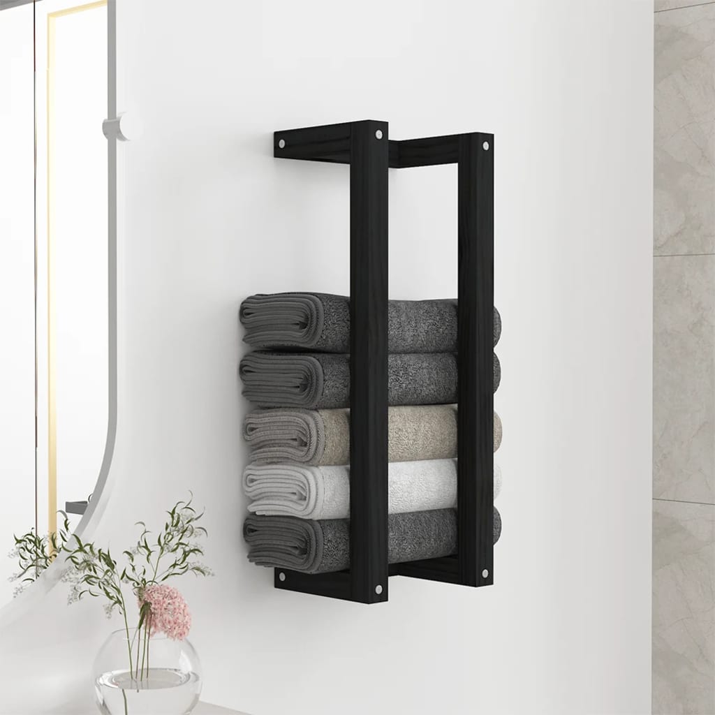 Berkfield Towel Rack Black 23x18x60 cm Solid Wood Pine