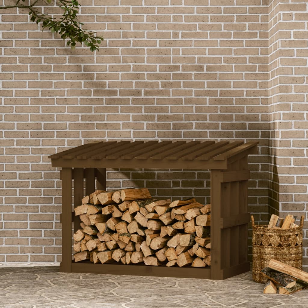 Berkfield Firewood Rack Honey Brown 108x64.5x77 cm Solid Wood Pine