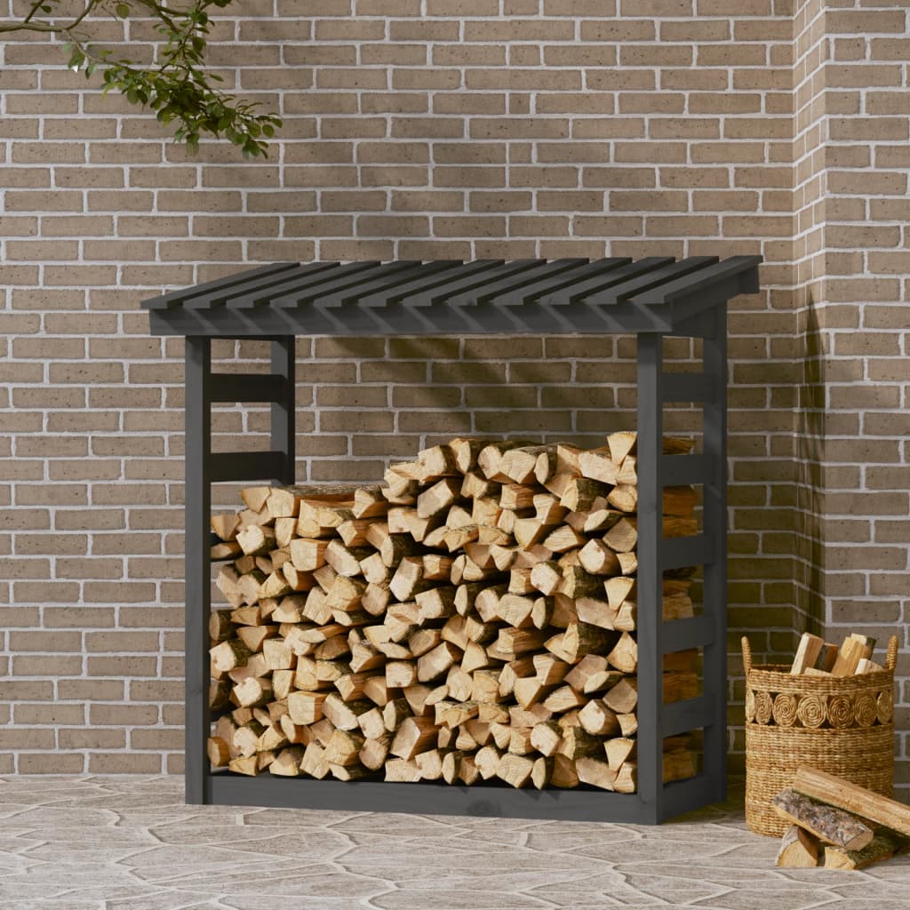 Berkfield Firewood Rack Grey 108x64.5x110 cm Solid Wood Pine