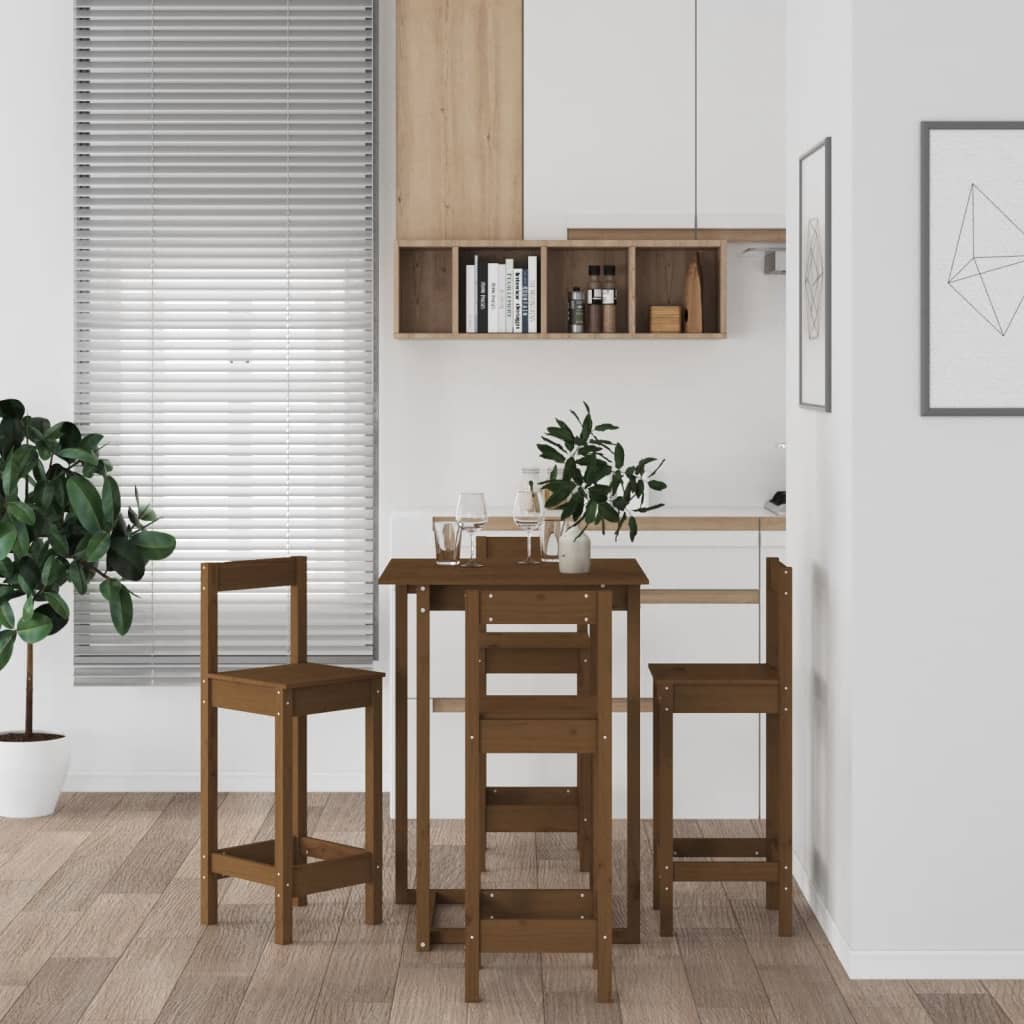 Berkfield 5 Piece Bar Set Honey Brown Solid Wood Pine