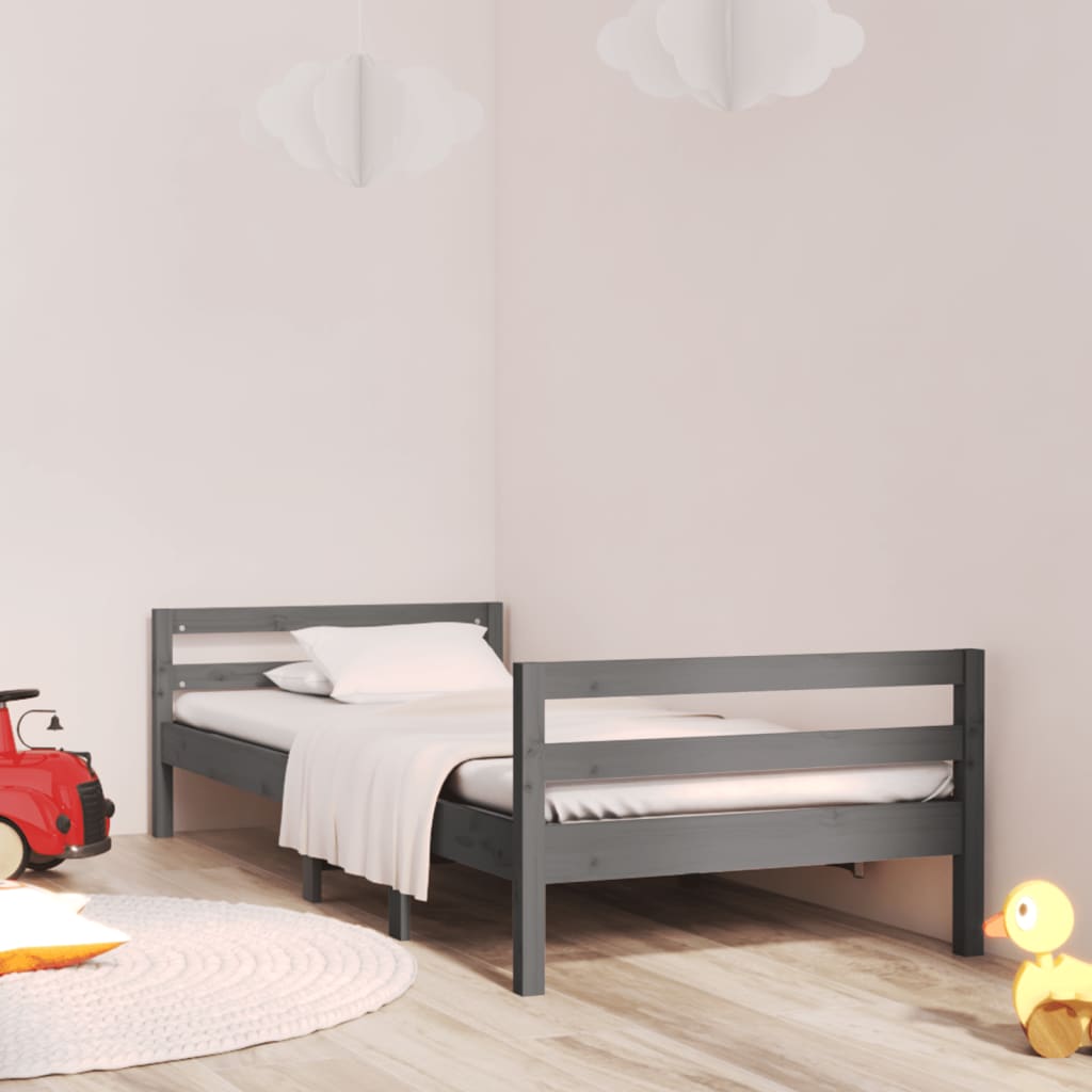 Berkfield Bed Frame Grey 90x200 cm Solid Wood Pine