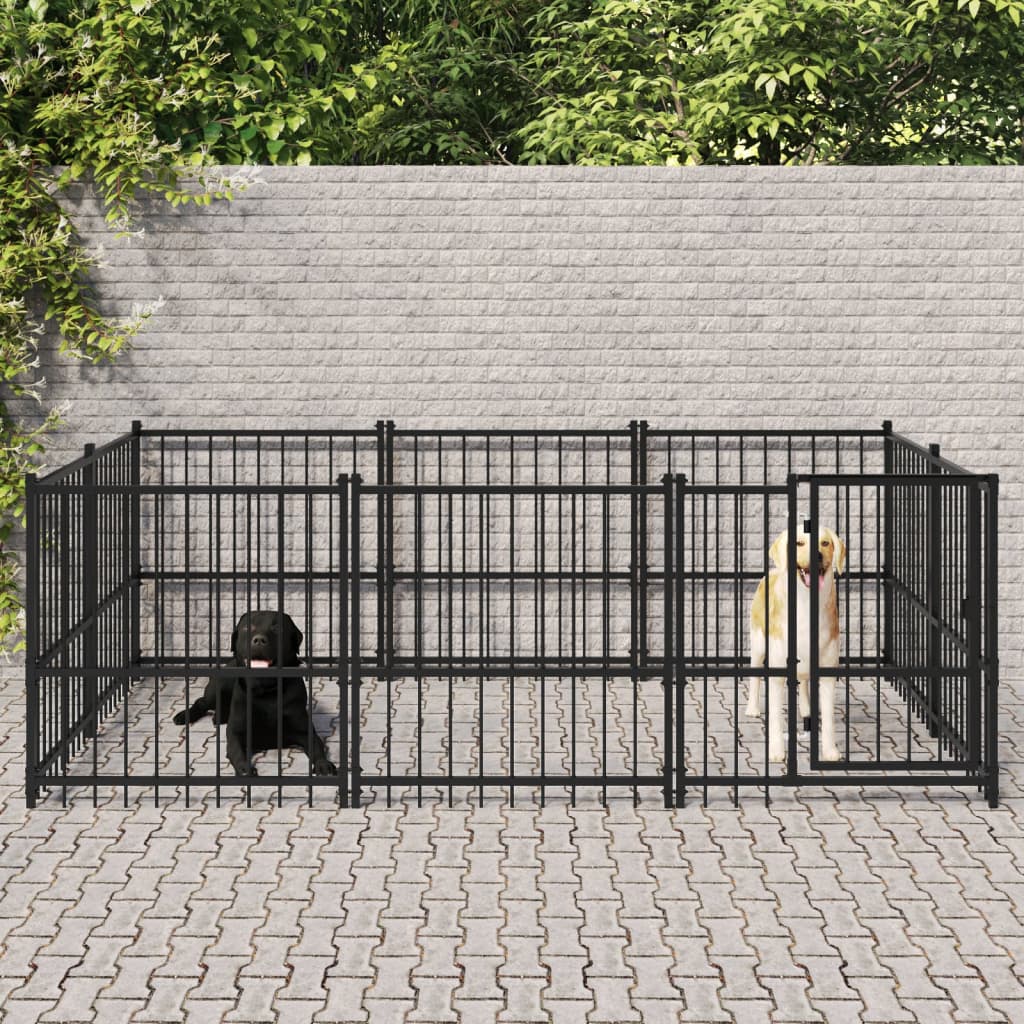 Berkfield Outdoor Dog Kennel Steel 5.63 m�__