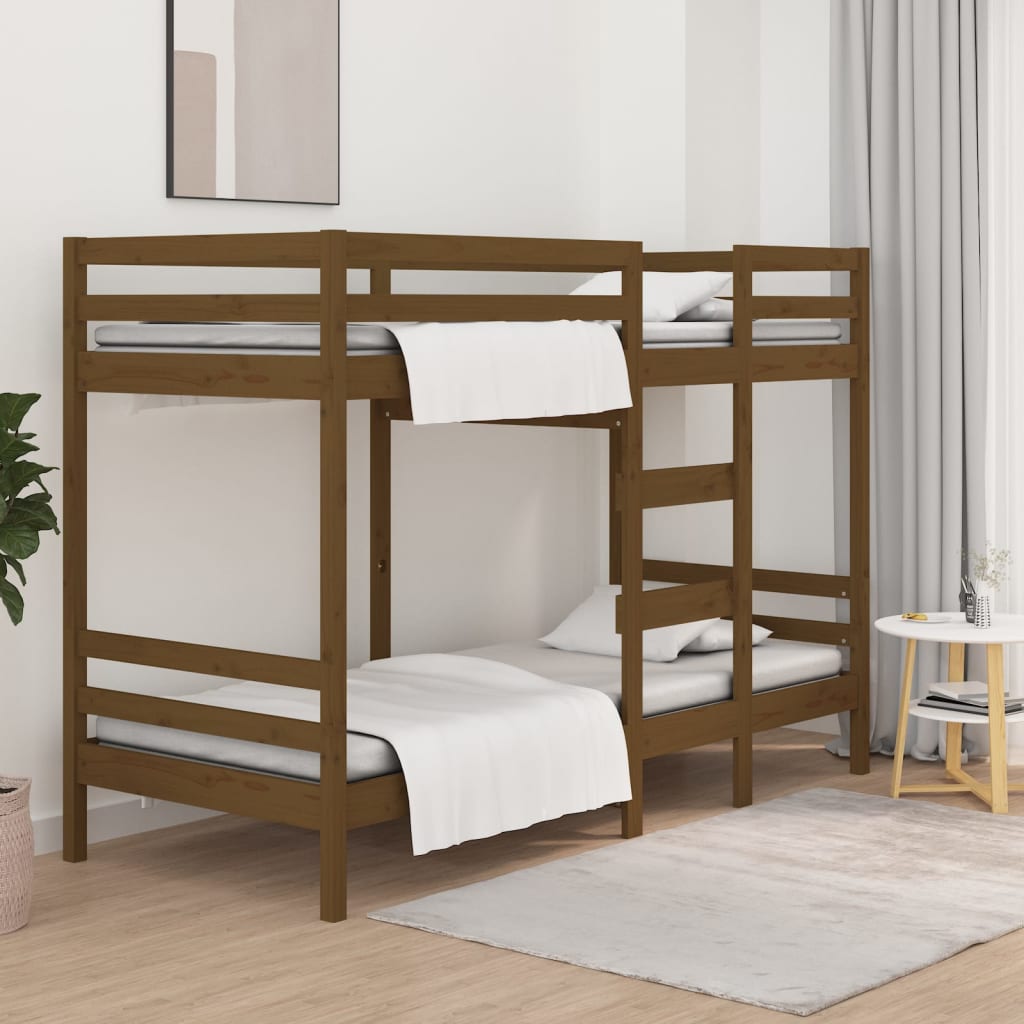 Berkfield Bunk Bed Honey Brown 75x190 cm 2FT6 Small Single Solid Wood Pine