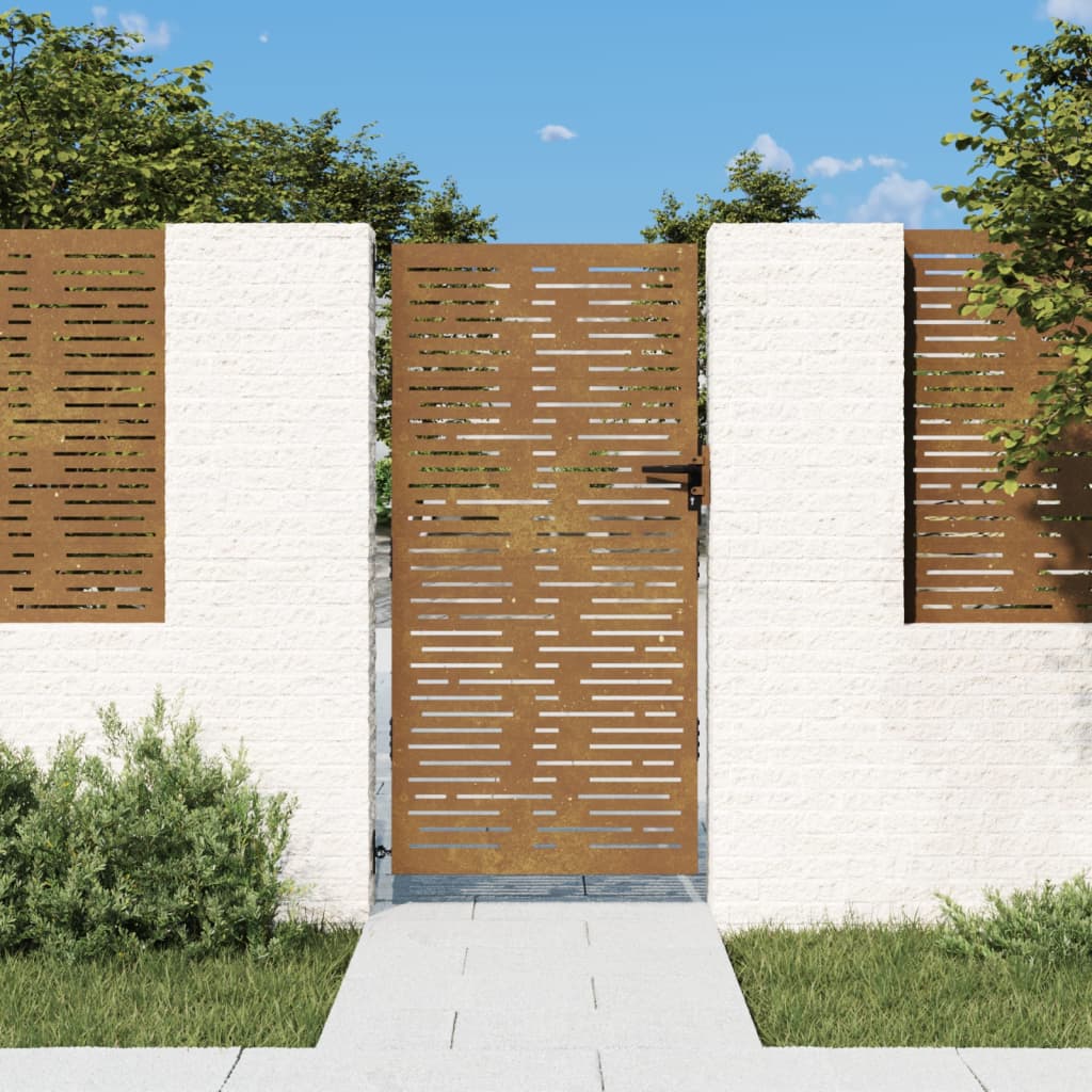 Berkfield Garden Gate 85x200 cm Corten Steel Square Design