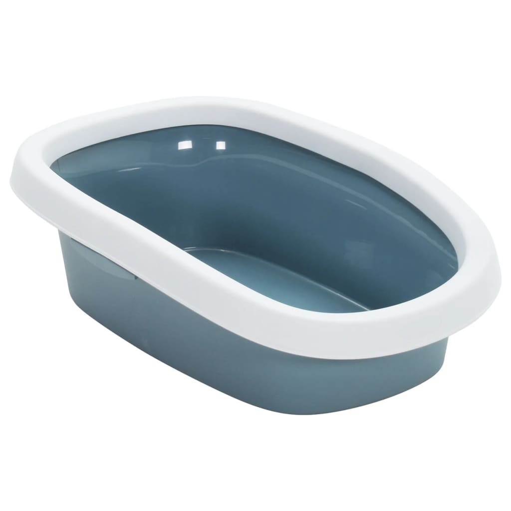 Berkfield Cat Litter Tray White and Blue 58x39x17 cm PP