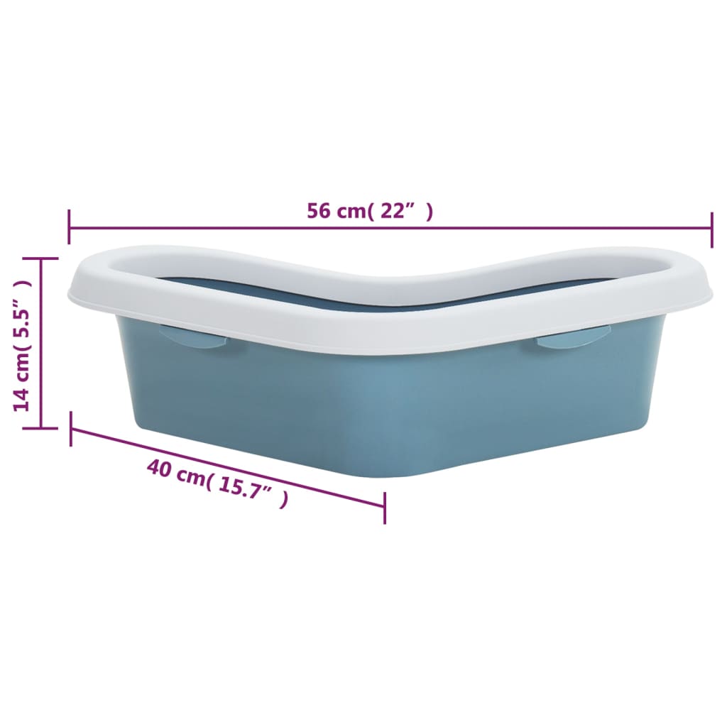 Berkfield Cat Litter Tray White and Blue 56x40x14 cm PP