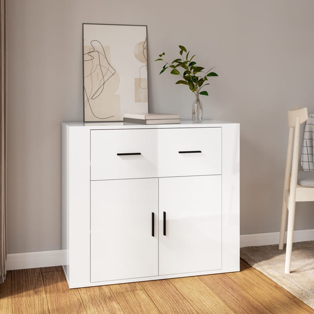 Berkfield Sideboard High Gloss White 80x33x70 cm Engineered Wood