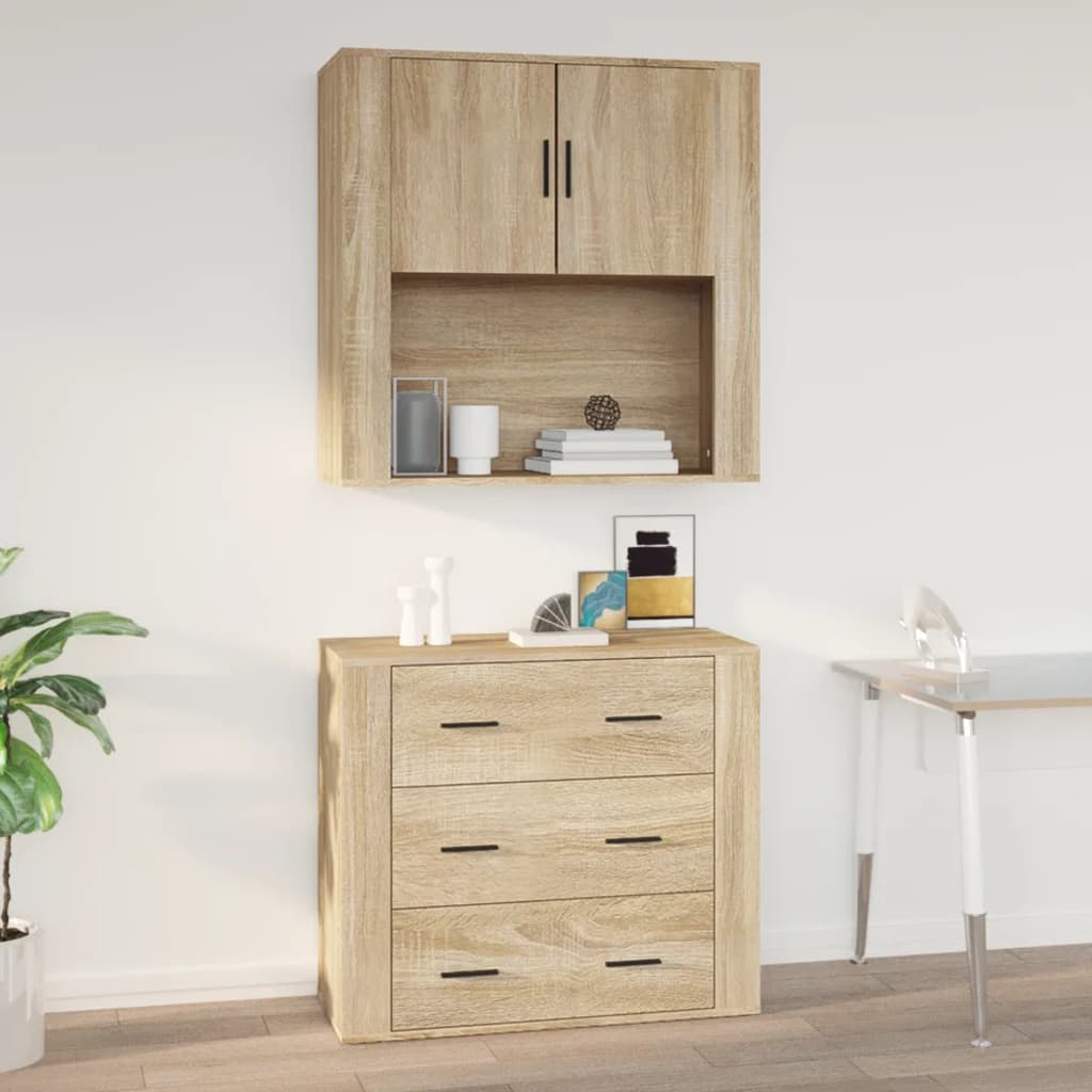 Berkfield Wall Cabinet Sonoma Oak 80x33x80 cm Engineered Wood