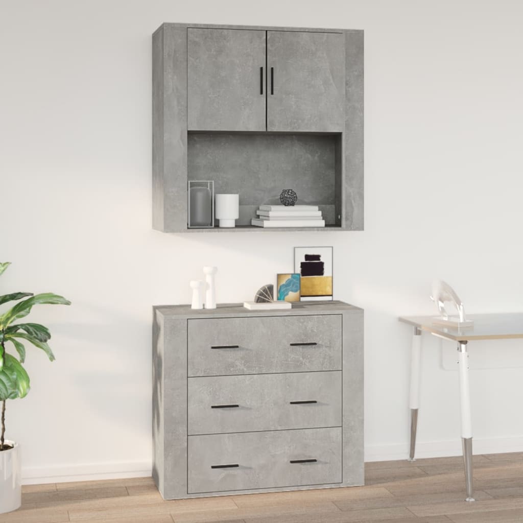 Berkfield Wall Cabinet Concrete Grey 80x33x80 cm Engineered Wood