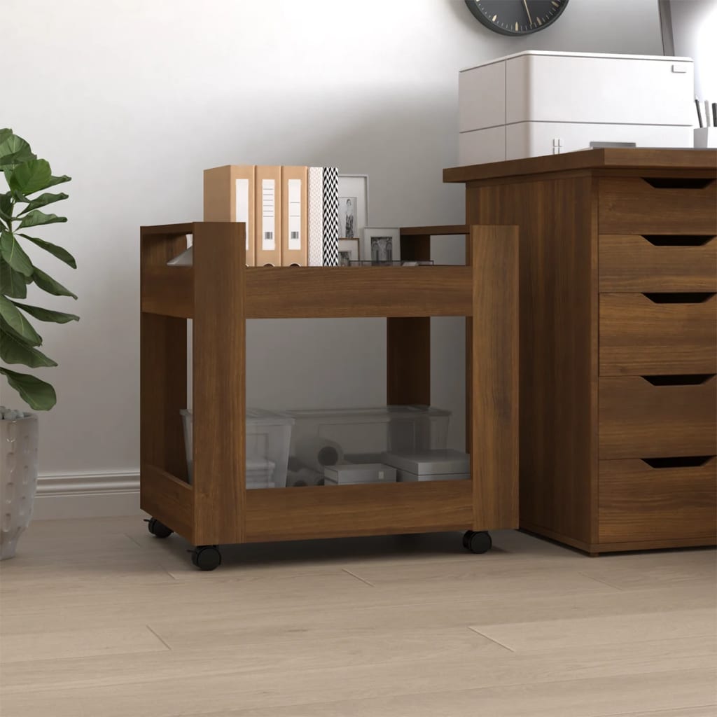 Berkfield Desk Trolley Brown Oak 60x45x60 cm Engineered Wood