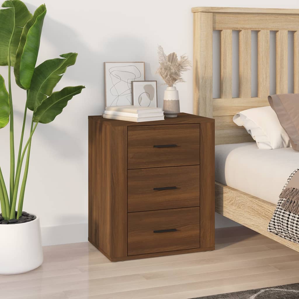 Berkfield Bedside Cabinet Brown Oak 50x36x60 cm Engineered Wood