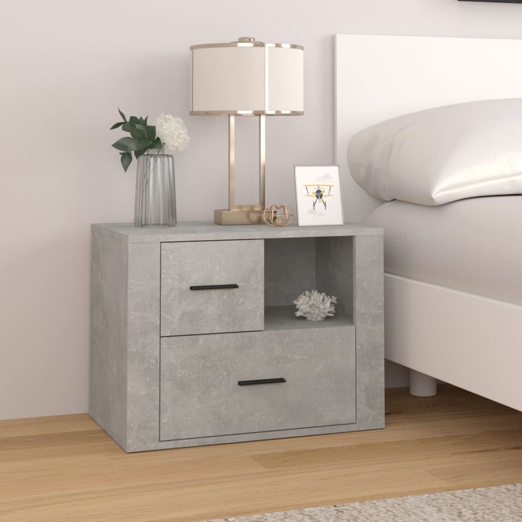 Berkfield Bedside Cabinet Concrete Grey 60x36x45 cm Engineered Wood
