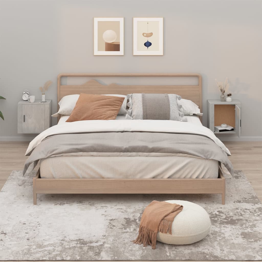 Berkfield Wall-mounted Bedside Cabinets 2 pcs Concrete Grey 50x30x47 cm