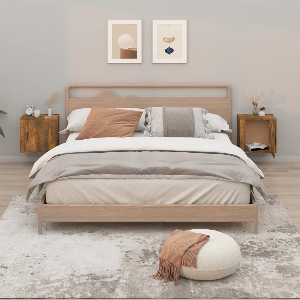 Berkfield Wall-mounted Bedside Cabinets 2 pcs Smoked Oak 50x30x47 cm