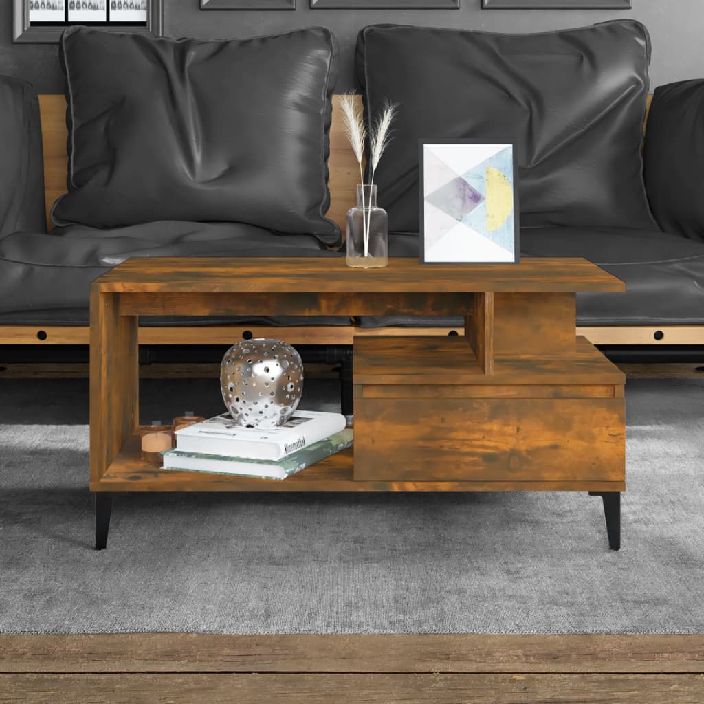 Berkfield Coffee Table Smoked Oak 90x49x45 cm Engineered Wood