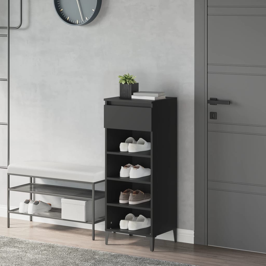 Berkfield Shoe Rack Black 40x36x105 cm Engineered Wood