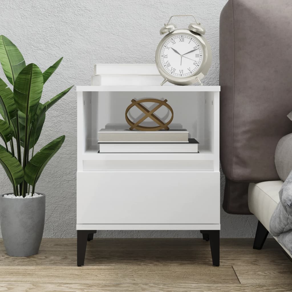 Berkfield Bedside Cabinet High Gloss White 40x35x50 cm