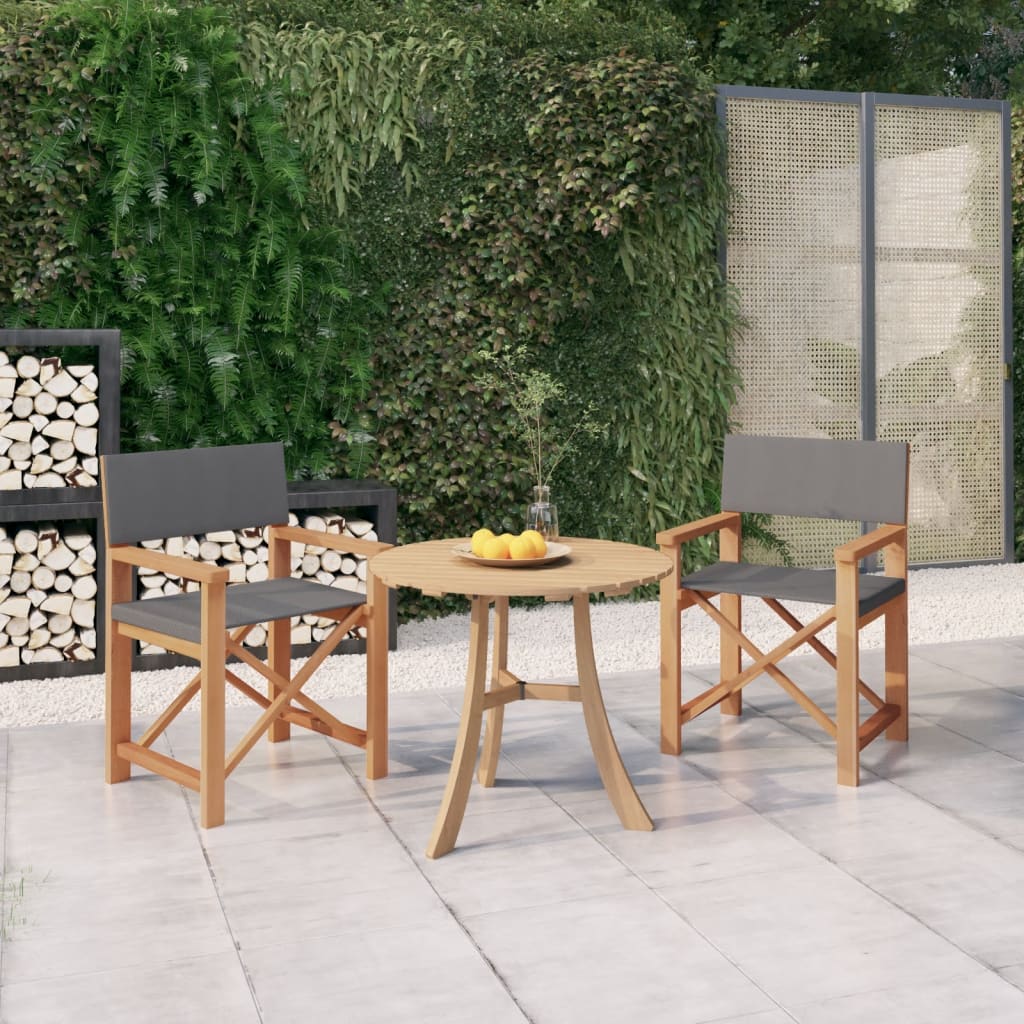 Berkfield Director's Chairs 2 pcs Solid Teak Wood Grey