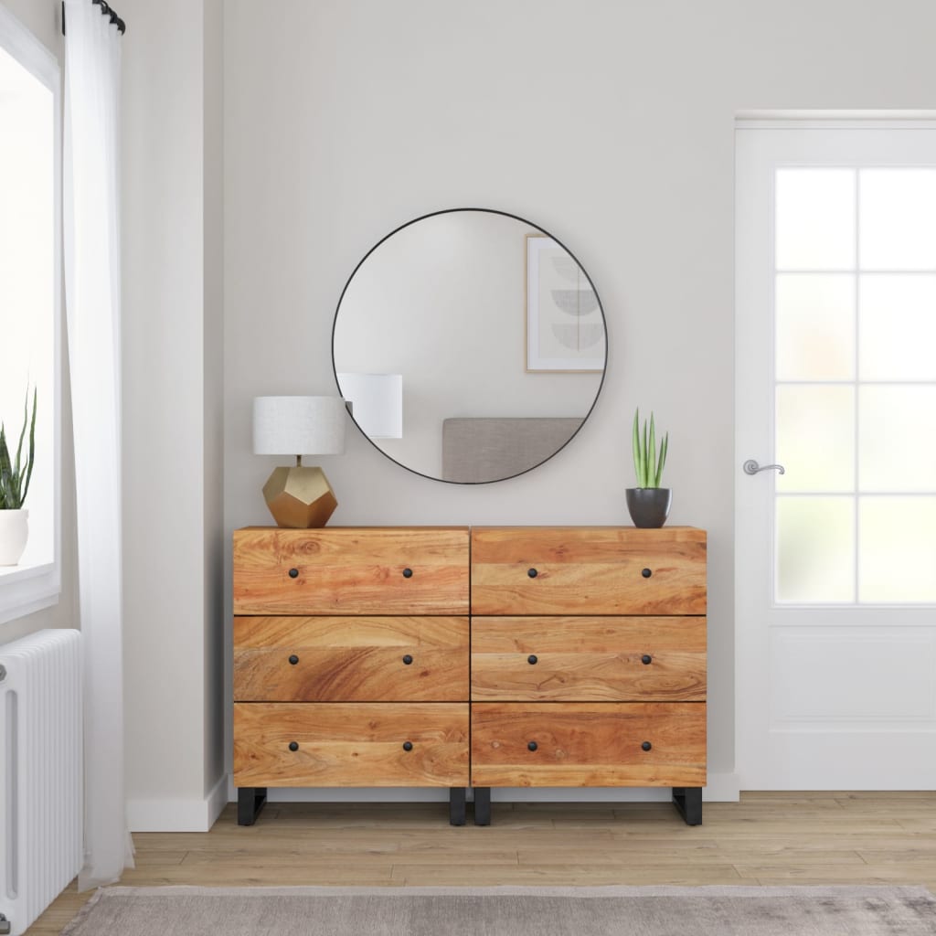 Berkfield Sideboards 2 pcs 60x33x75 cm Solid Wood Acacia