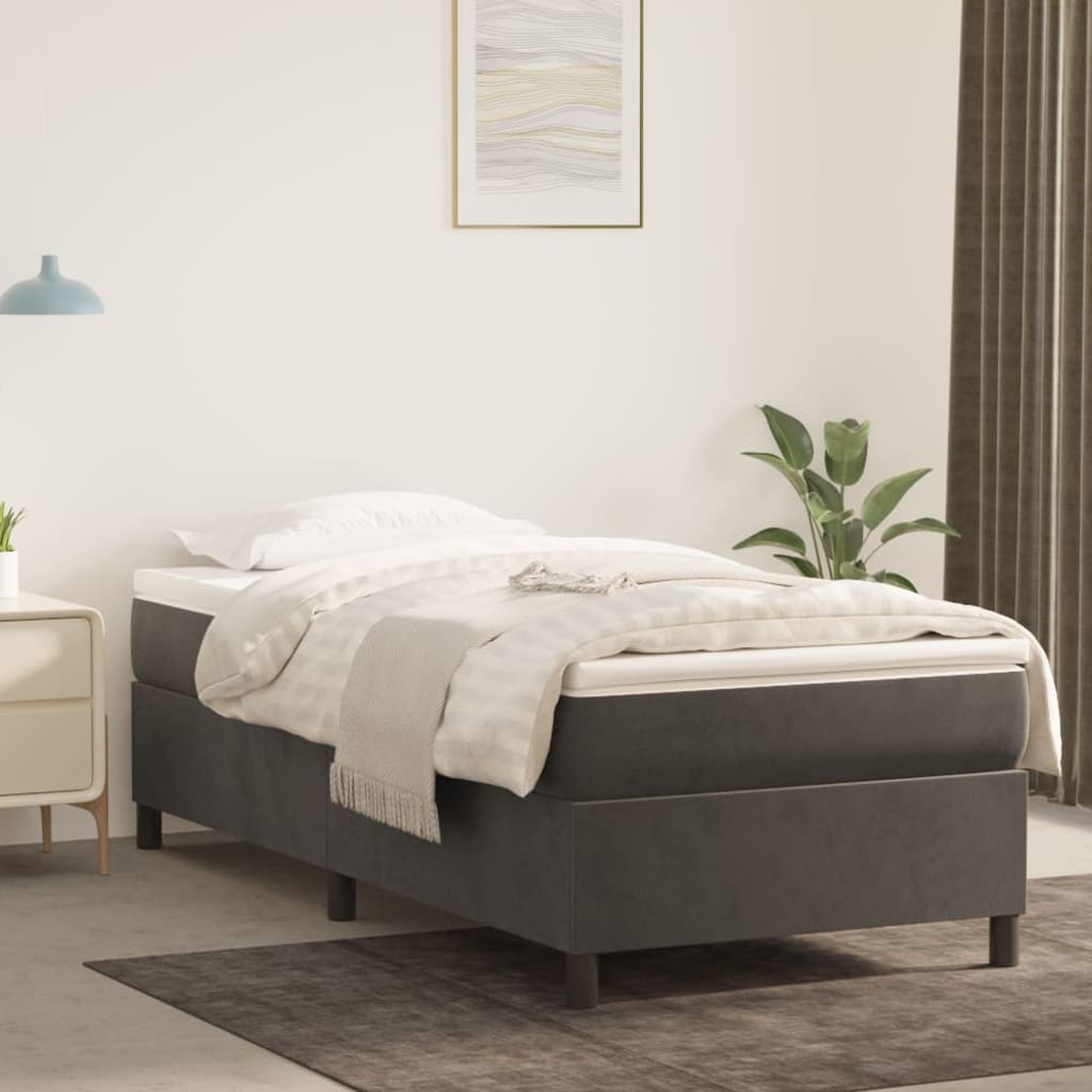 Berkfield Box Spring Bed Frame Dark Grey 90x190 cm 3FT Single Velvet