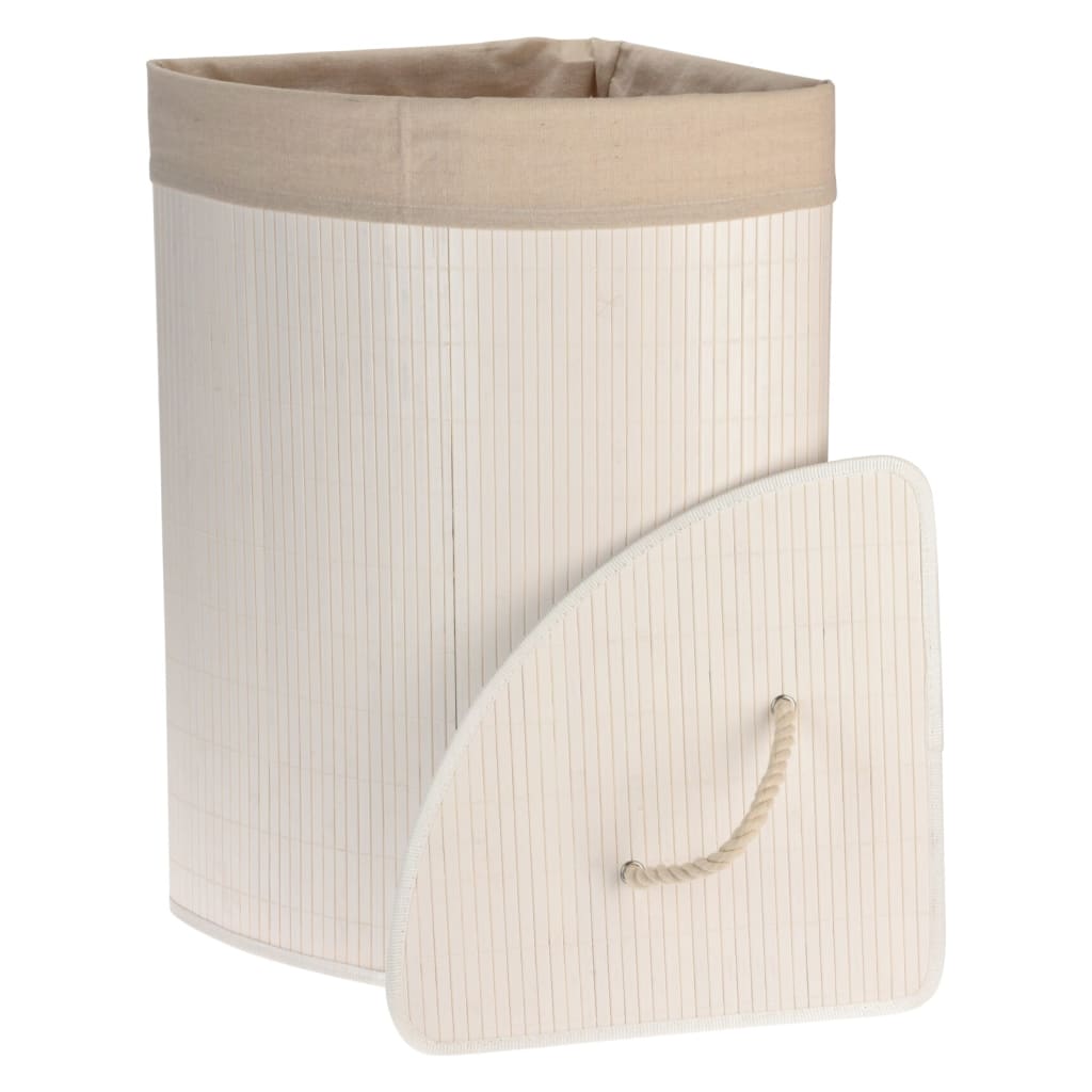 Bathroom Solutions Corner Laundry Basket Bamboo White