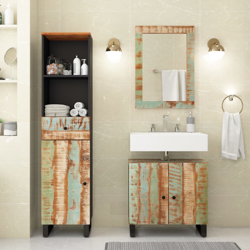 Berkfield 3 Piece Bathroom Furniture Set Solid Wood Reclaimed