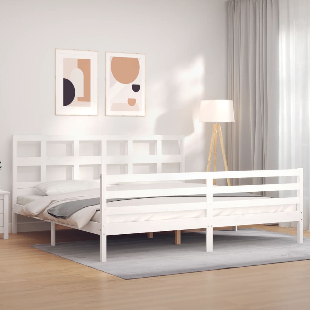 Berkfield Bed Frame with Headboard White 200x200 cm Solid Wood