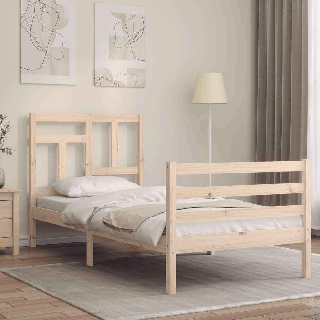 Berkfield Bed Frame with Headboard 90x200 cm Solid Wood